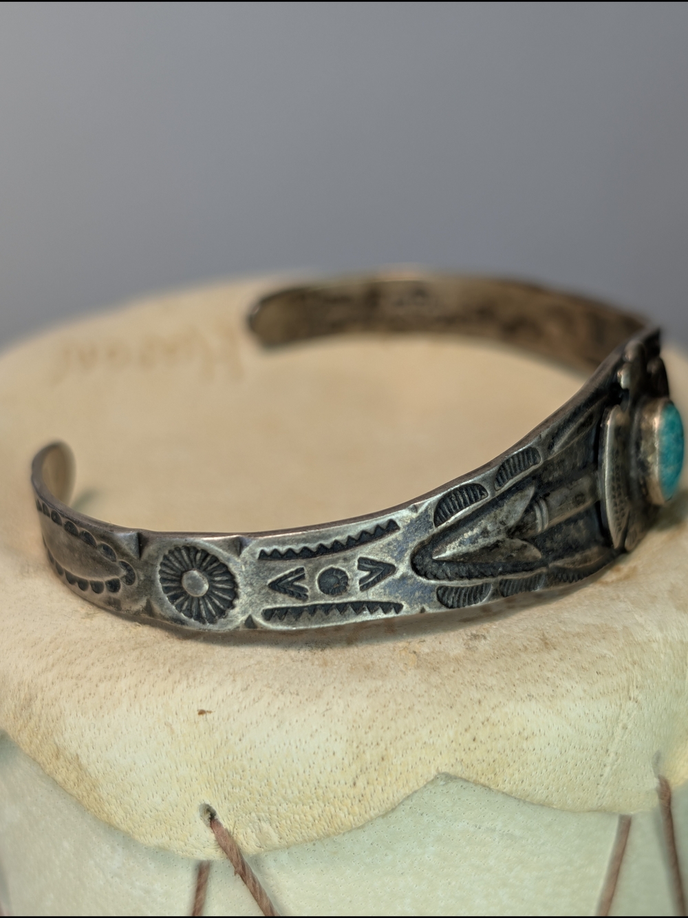 Vintage 1930s Maisels Sterling Silver Turquoise Thunderbird Fred Harvey Era Cuff - Picture 4 of 11